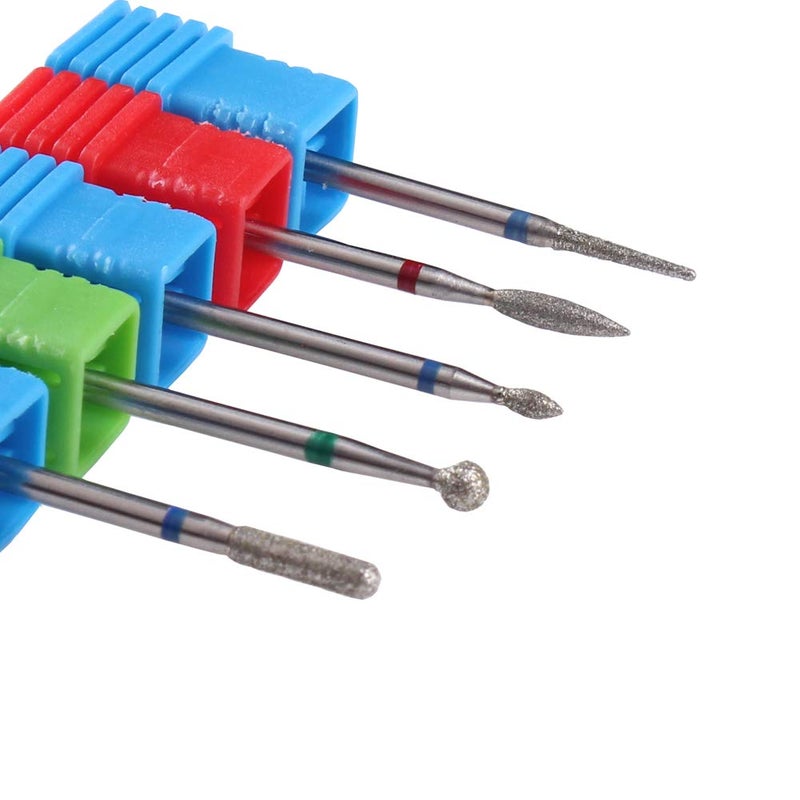 MZCMSL Russian Manicure Drill Bits, Cylinder/Ball/Flame/Needle Cuticle Bit,3/32 Shank Diamond Nail Drill Bit,5pcs - Image 2